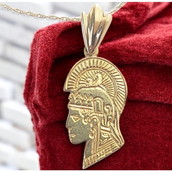 24K Gold Athena Pendant, Greek Goddess Necklace, Ancient Mythology Gold Charm - Picture 1 of 13